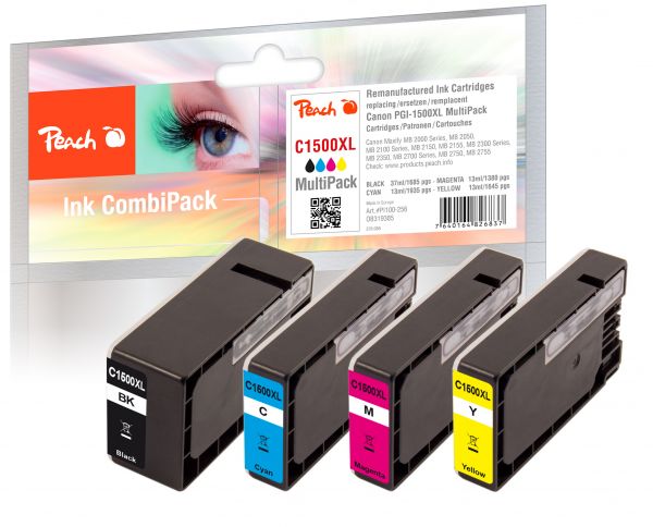 Peach Spar Pack Tintenpatronen ersetzt Canon PGI-1500XL