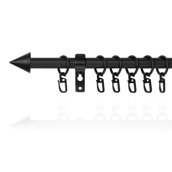 Lichtblick Gardinenstange Kegel, 16 mm, ausziehbar 130 - 240 cm - Schwarz
