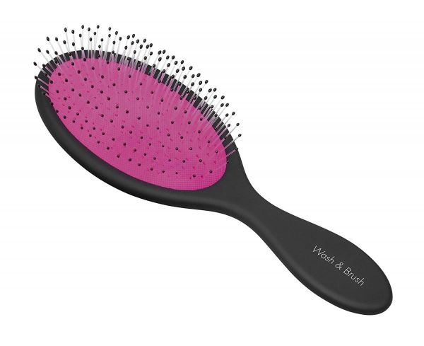 Clauss Wet & Brush Haarbürste mit Soft Touch Griff - Farbe: Schwarz/Pink