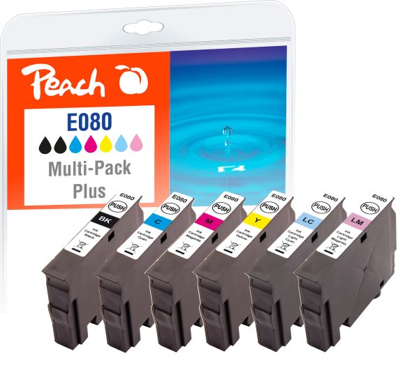 Peach Spar Pack Plus Tintenpatronen ersetzt Epson T0807, T0801