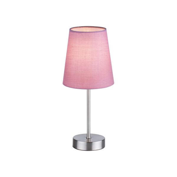 LeuchtenDirekt Tischleuchte HEINRICH, 1-flammig, E14, Stoffschirm, Schnurschalter, rosa, IP20