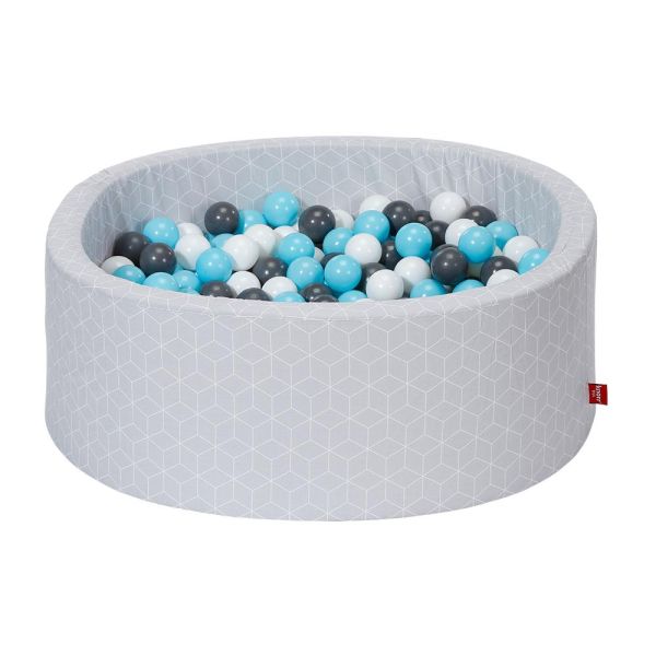 Knorrtoys - Bällebad soft - "Geo cube grey" - 300 balls creme/grey/lightblue