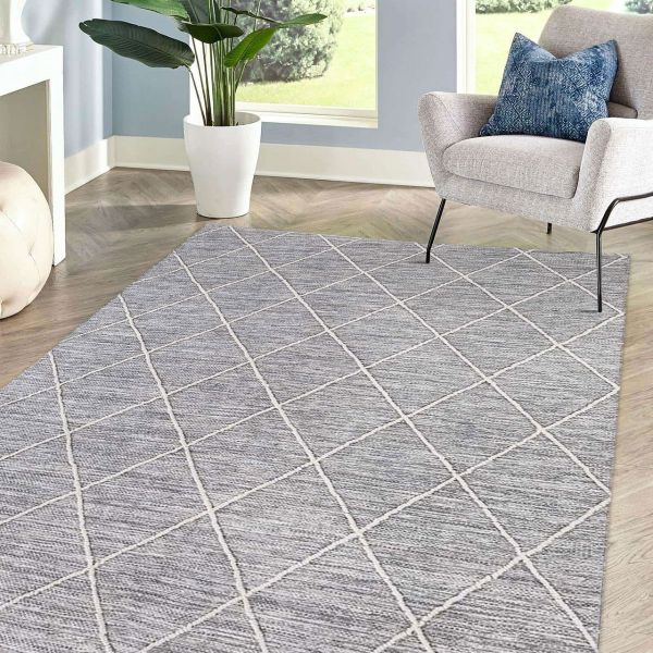 HOMCOM Teppich aus Baumwolle Grau 240 x 170 x 0,7 cm