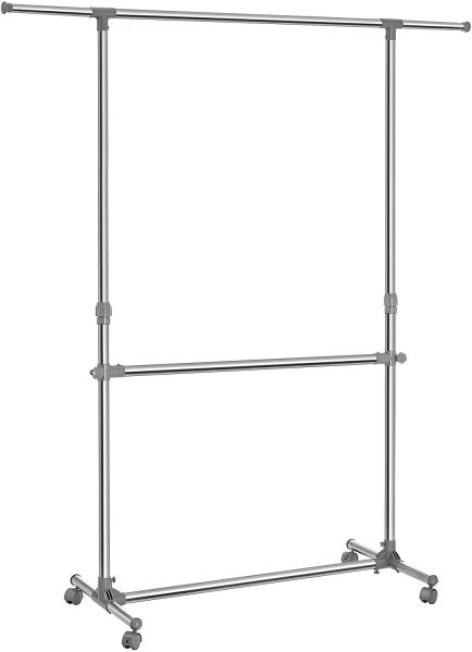 Garderobenständer mit Rollen Höhenverstellbar von 113 bis 198 cm