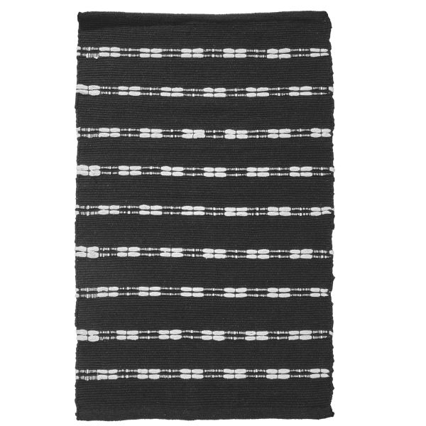 Teppich recycelte Baumwolle 60x90cm schwarz/weiß