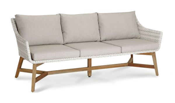 BEST Lounge-Couch Paterna 3-Sitzer Teakholz/alabaster