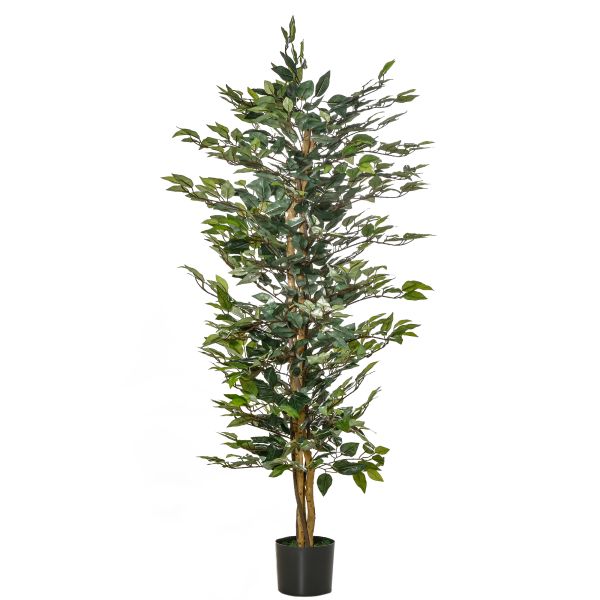 HOMCOM künstliche Pflanzen 150 cm künstlicher Ficus-baum Kunstpflanze Zimmerpflanze Dekopflanze Büro