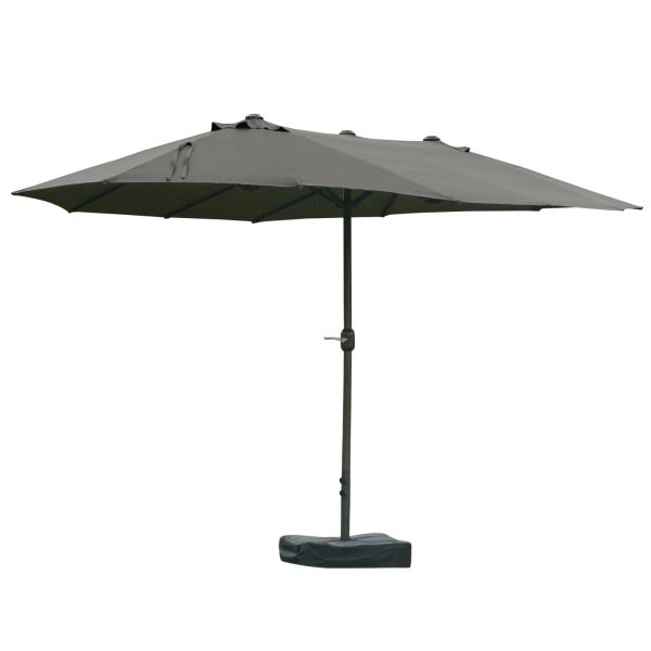 Outsunny Doppelsonnenschirm mit Schirmständer Gartenschirm 460x270cm Dunkelgrau