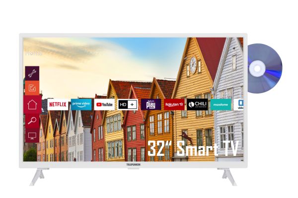 Telefunken XH32K550D-W 32 Zoll Fernseher/Smart TV (HD ready, HDR, Triple-Tuner, DVD) - 6 Monate HD+