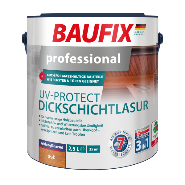 BAUFIX professional UV-Protect Dickschichtlasur teak