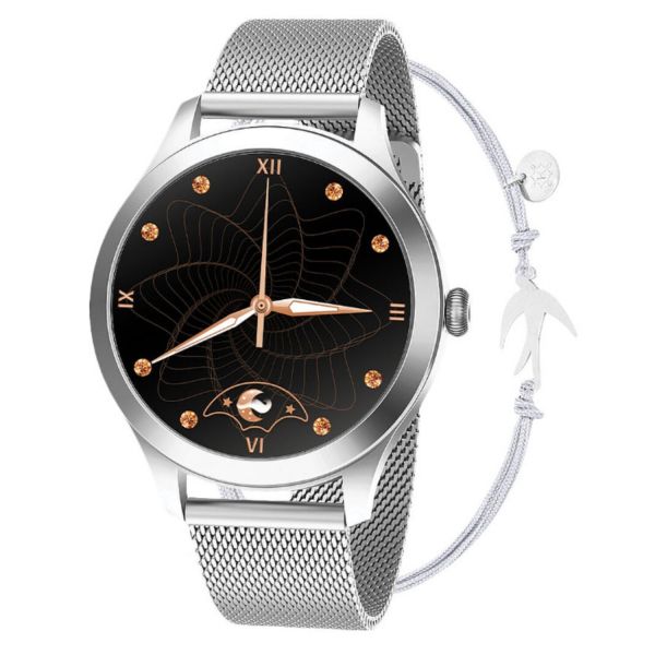 Maxcom Smartwatch Maxcom FW42 + Armband Uhr 1.09" TFT Display Silber