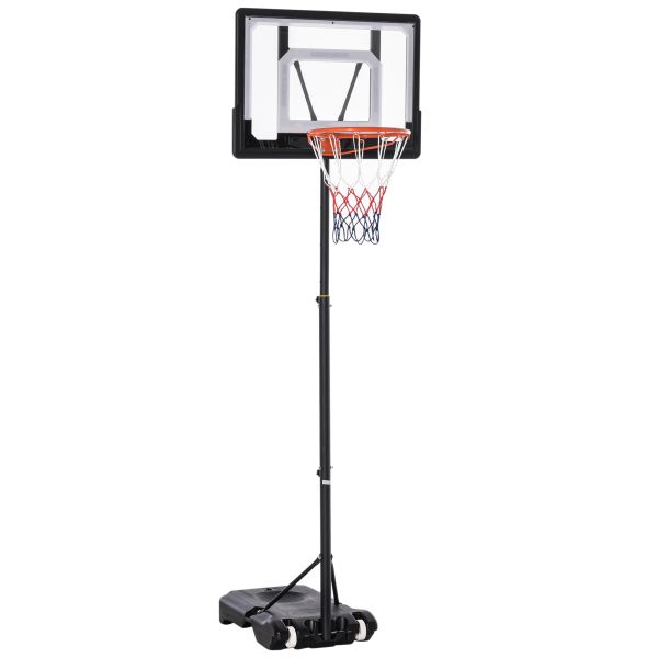 Basketballständer höhenverstellbar Basketballanlage mit Räder draußen Stahl PVC HDPE Schwarz 83 x 75