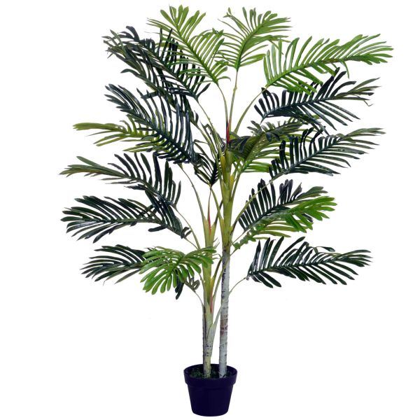 Outsunny Künstliche Palme Groß 150cm Kunstpflanze mit Pflanztopf Kunstbaum 19 Palmenwedel Deko Kunst