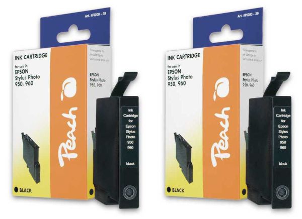 Peach Doppelpack Tintenpatronen schwarz kompatibel zu Epson T0331