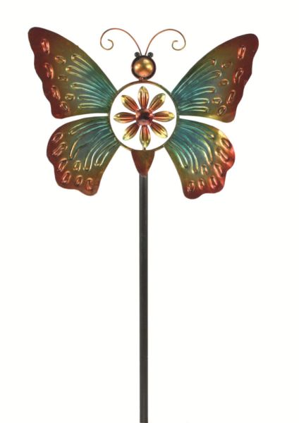 Powertec Garden Metall-Gartenstecker mit Windspiel - Schmetterling