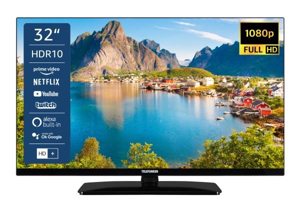 Telefunken D32F660X5CWI 32 Zoll Fernseher/Smart TV (Full HD, HDR 10, LED, Triple-Tuner, WLAN, Alexa