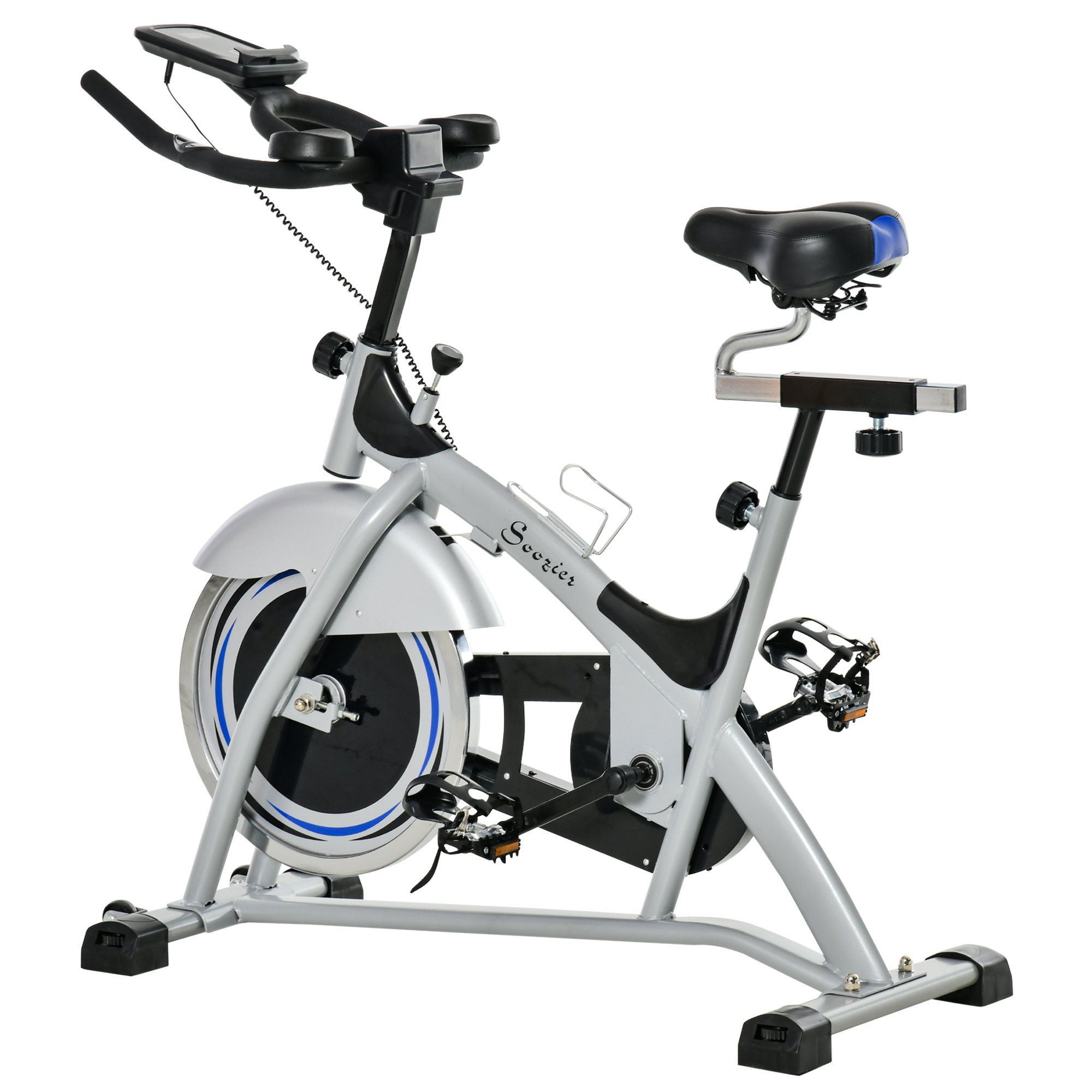 Heimtrainer Fahrradtrainer mit LCD-Monitor Fitnessgerät schwarz stufenlos 