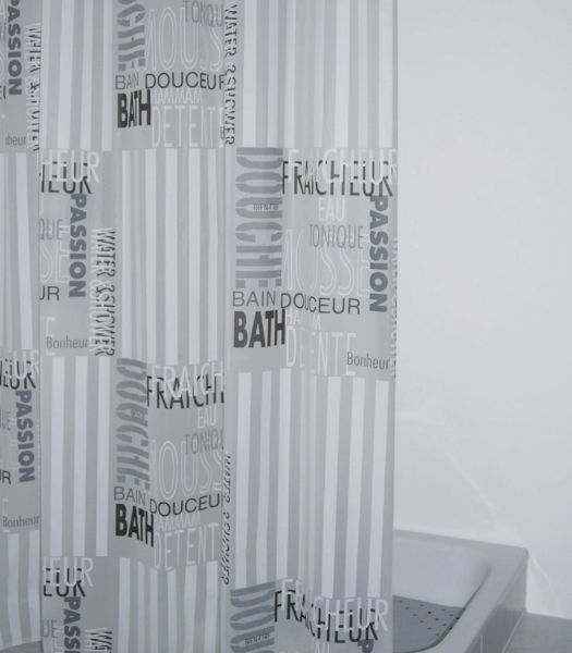 RIDDER Duschvorhang Folie Font ca. 180x200 cm, semitransparent-grau, 100% PEVA