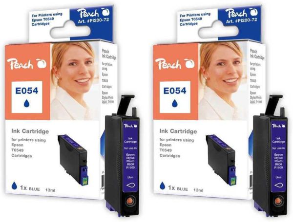 Peach Doppelpack Tintenpatronen blau kompatibel zu Epson T0549