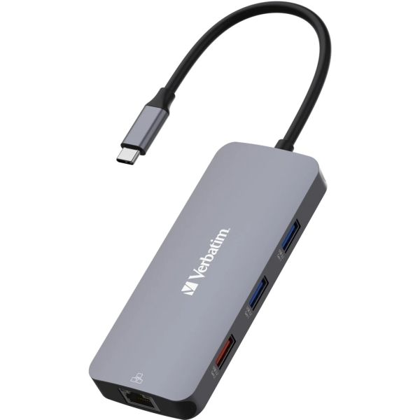 Multiport-Hub CMH-09, 3x USB 3.2-A, 2x USB 3.2-C, HDMI 4K, RJ45, SD, microSD, USB 3.1-C Kabel