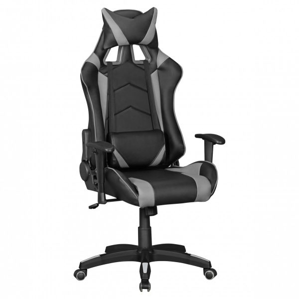 AMSTYLE® Bürostuhl SCORE Leder-Optik Schwarz / Grau Schreibtischstuhl Chefsessel Gaming Chair Drehst