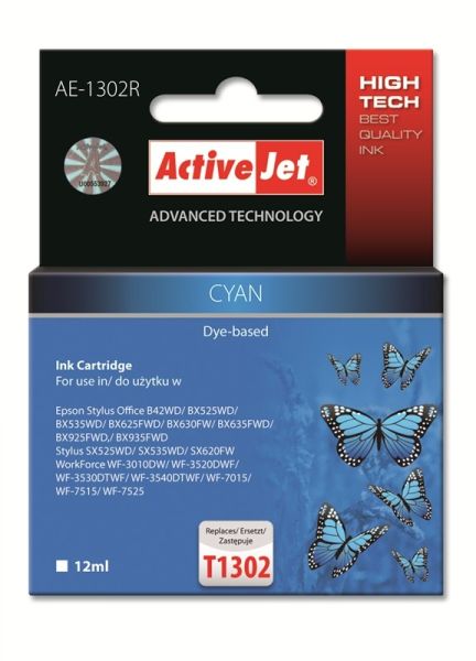 TIN ACTIVEJET AE-1302R Refill für Epson T1302 cyan 18ml