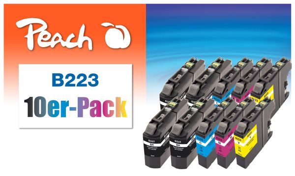 Peach 10er-Pack Tintenpatronen ersetzt Brother LC-223VALBP