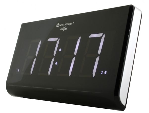 Soundmaster Highline Jumbo-LED-Alarm PLL Uhrenradio mit 2 Weckzeiten und dimmbaren Display