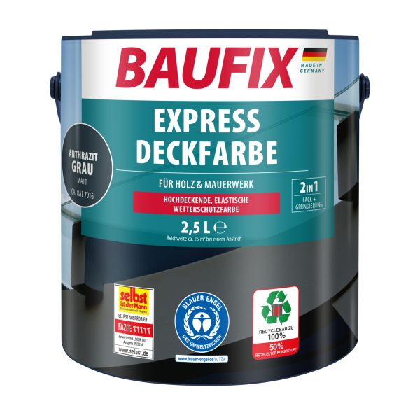 BAUFIX 2in1 Express Deckfarbe 2,5 L anthrazitgrau