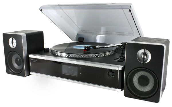 Soundmaster Highline Halbautomatischer Plattenspieler mit CD/MP3, USB, SD/MMC, Radio und Encoding