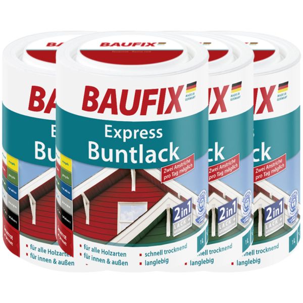 Baufix Express Buntlack 2 in 1, Flaschengün, 4er Set