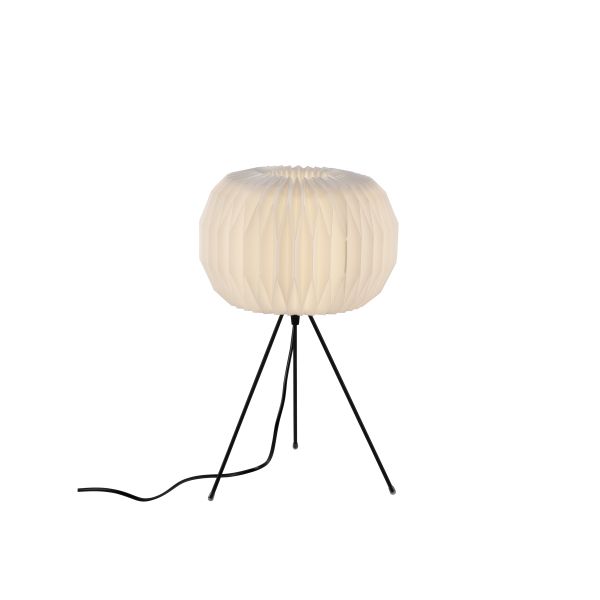 LeuchtenDirekt Tischleuchte PAPEL, 3-Bein, weißer Kunststoffschirm, mit Schnurschalter, IP20