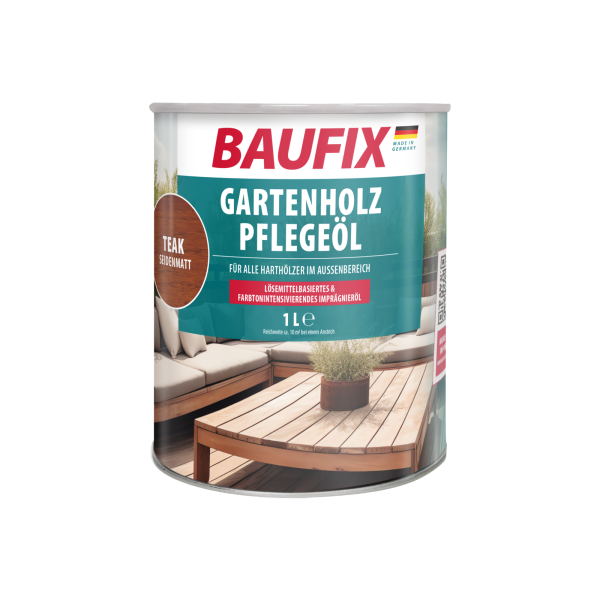 BAUFIX Gartenholz-Pflegeöl teak, seidenmatt, 1 Liter