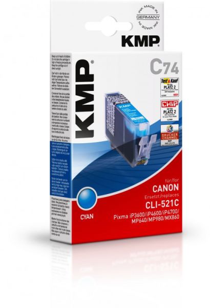 KMP C74 Tintenpatrone ersetzt Canon CLI521C (2934B001)