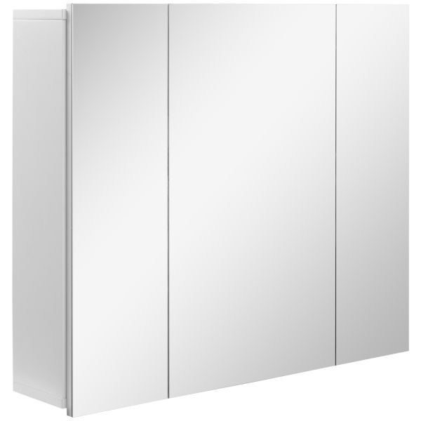 kleankin Spiegelschrank Badezimmerschrank Wandschrank für Badezimmer 3-Türig Badezimmerspiegel Weiß