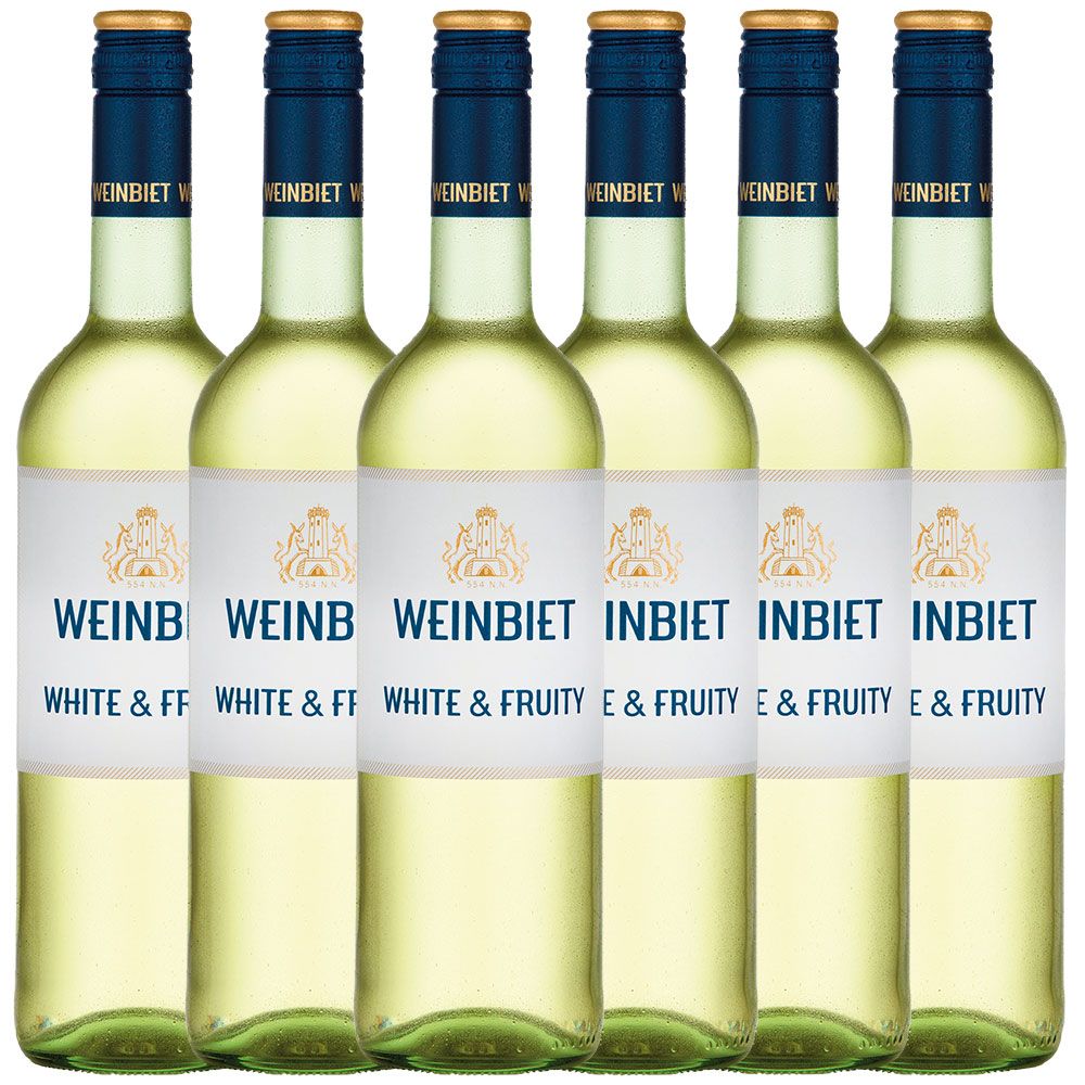 WEINBIET White & Fruity Weißweincuvée trocken 0,75 l 6er Karton Weinbiet Norma24 DE