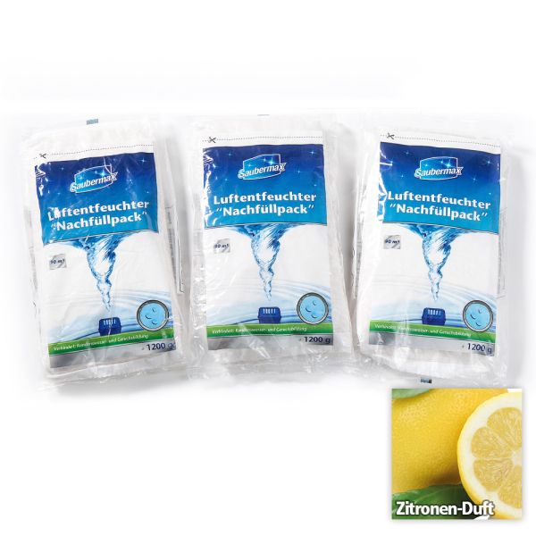 Saubermax Luftentfeuchter Nachfüllpack mit Zitronen-Duft - 3er Pack