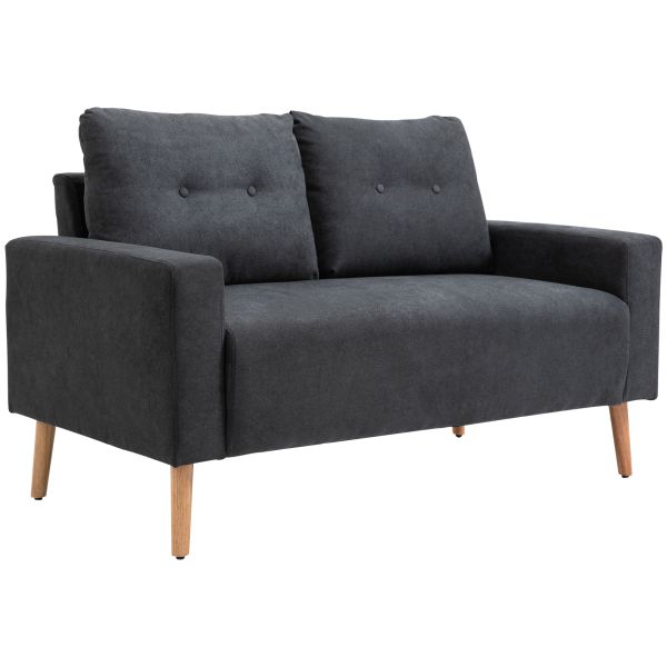 HOMCOM Sofa, 2-Sitzer, skandinavisches Design, hoher Komfort Relaxsessel mit Armlehne, Gummiholzbein