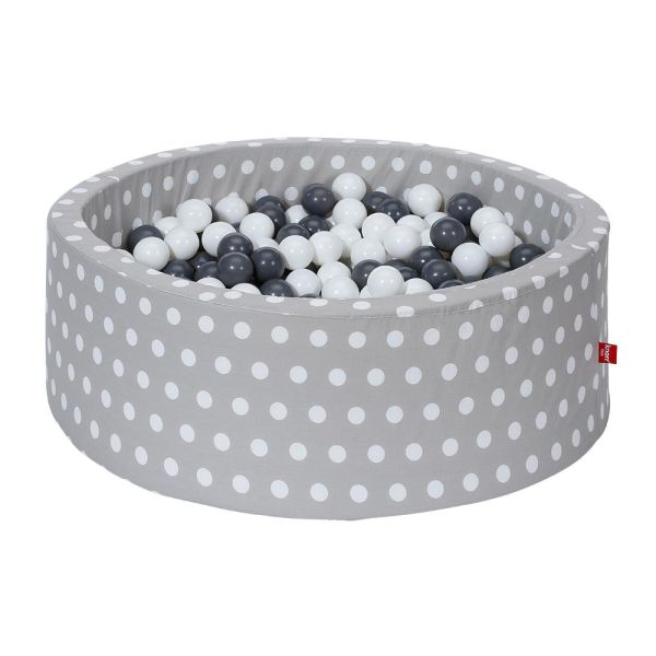 Knorrtoys - Bällebad soft - "Grey white dots" - 300 balls grey/creme