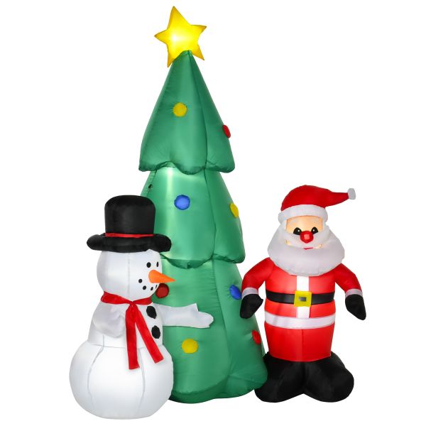 HOMCOM Aufblasbarer Weihnachtsbaum Christbaumbeleuchtung Polyester Weiß