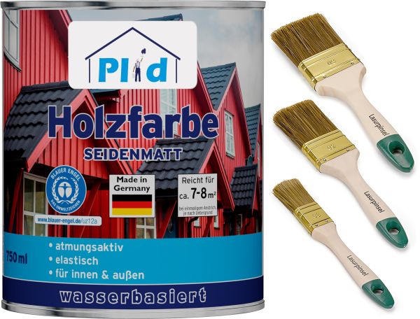 Premium Holzfarbe Holzlack Farbe für Holz Pinsel Schwedenrot