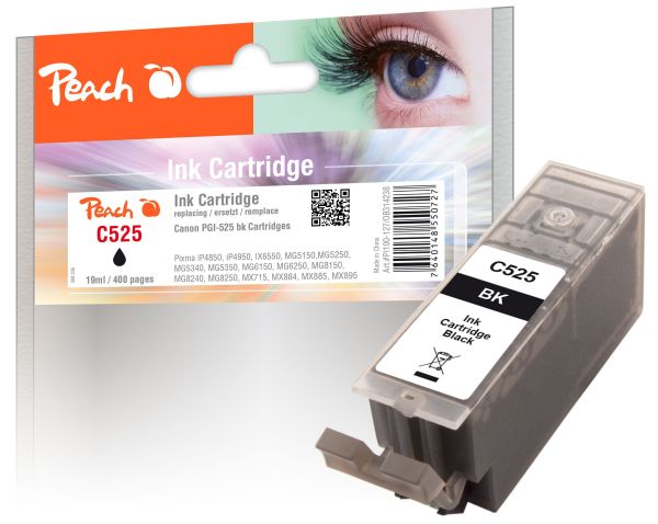 Peach XL-Tintenpatrone schwarz mit Chip kompatibel zu Canon PGI-525