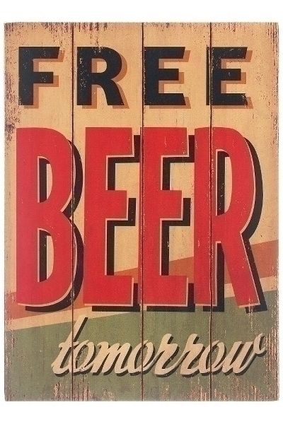 MyFlair Holzschild "Free beer"