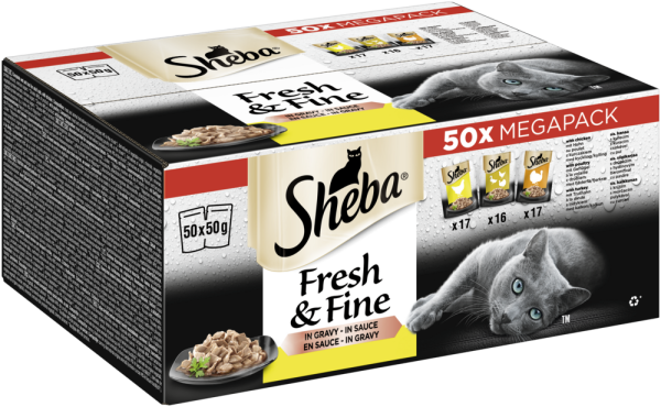 SHEBA® Portionsbeutel Multipack Fresh & Fine in Sauce mit Huhn, mit Geflügel, mit Truthahn 50 x 50g