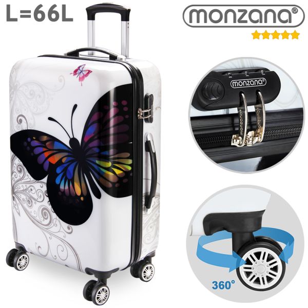monzana® Koffer Hartschale Butterfly L aus Polycarbonat 66l 68x43x27cm