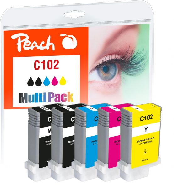 Peach Spar Pack Tintenpatronen ersetzt Canon PFI-102