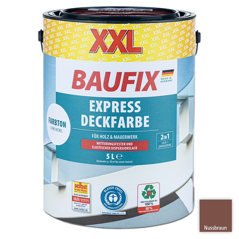 Baufix XXL-Express-Deckfarbe 5 Liter Nussbraun | - Norma24