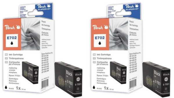 Peach Doppelpack Tintenpatronen schwarz kompatibel zu Epson T7021