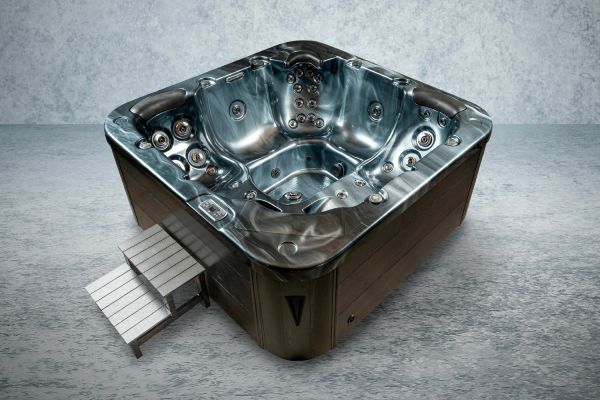 American Outdoor-Whirlpool 215x215 cm für 5 Personen mit 53 Massagedüsen Heizung LEDs Thermoabdeckun