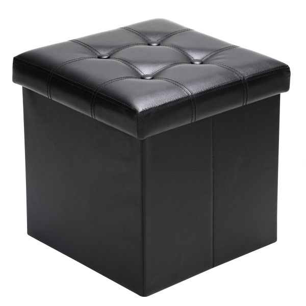Casaria® Faltbarer Sitzhocker mit Stauraum schwarz 38x38x38 cm